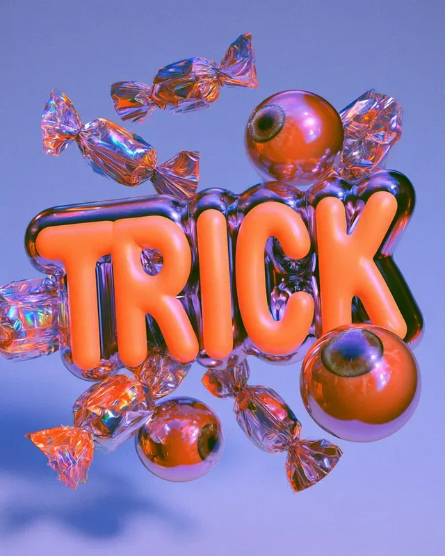 Surreal 3D Halloween Typography Art