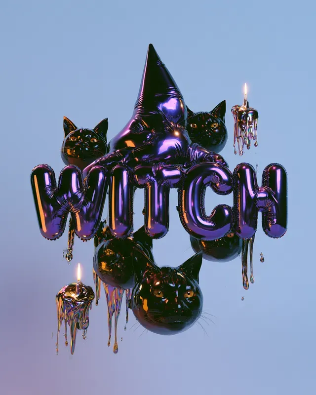 Surreal 3D Halloween Typography Art