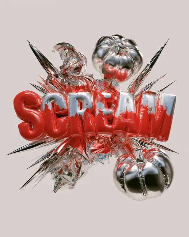 Surreal 3D Halloween Typography Art