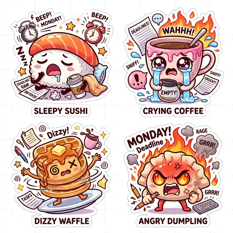 Chaotic Kawaii Food Stickers Packs