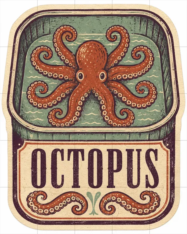 Vintage Seafood Label Stickers