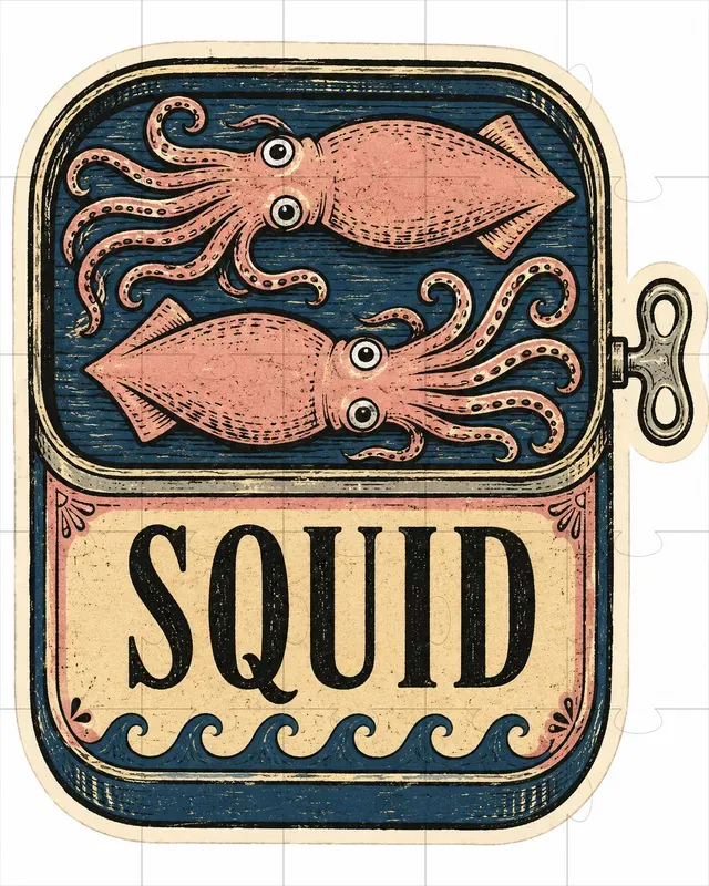 Vintage Seafood Label Stickers