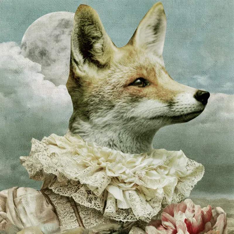 Moonlit Lace Cutout Collage Art