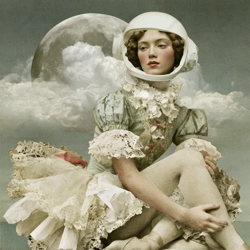 Moonlit Lace Cutout Collage Art