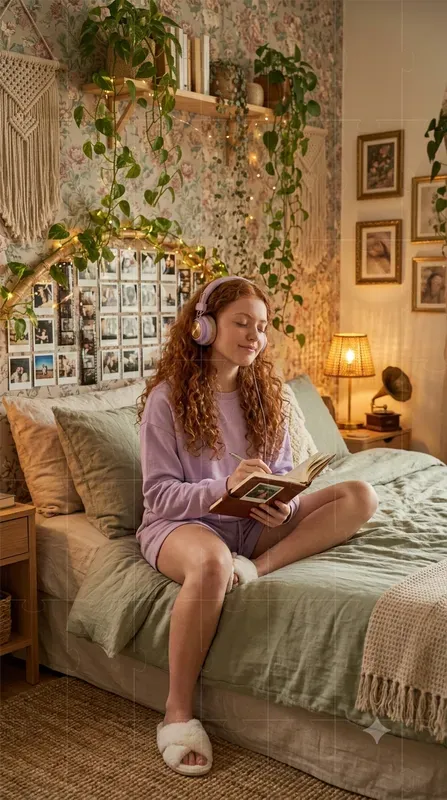 Aesthetic Girl Cozy Bedroom Portraits