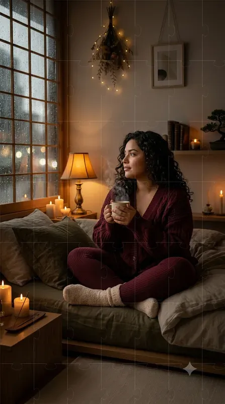 Aesthetic Girl Cozy Bedroom Portraits