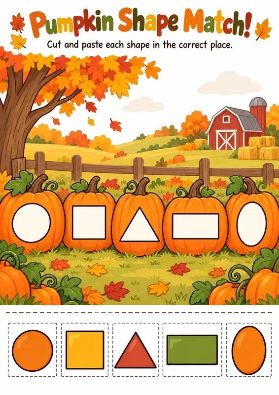 Fall Match Paste Worksheet Makers