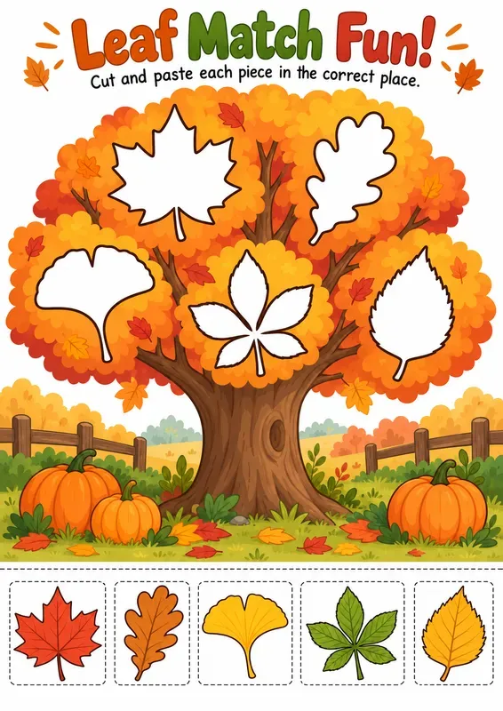 Fall Match Paste Worksheet Makers