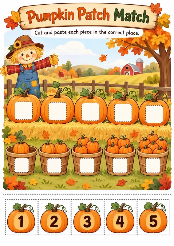 Fall Match Paste Worksheet Makers