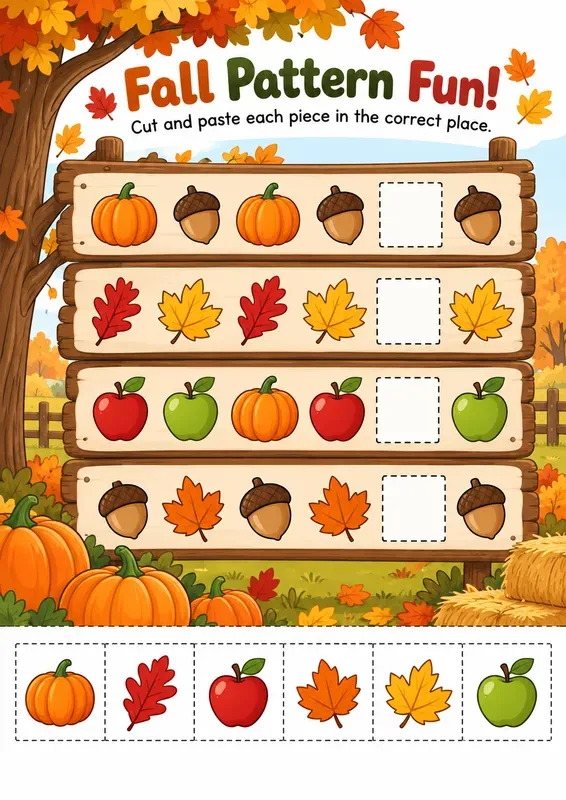 Fall Match Paste Worksheet Makers