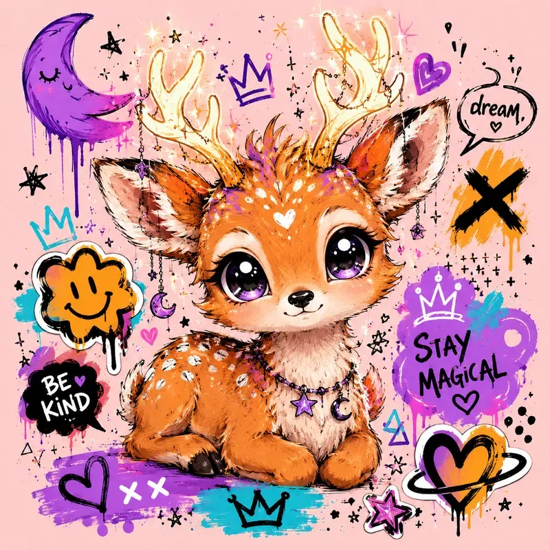 Pink Doodle Animal Dreams