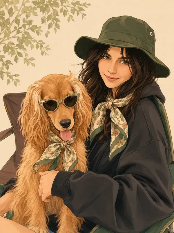 Chic Scarf Fashion Portrait Illustrators