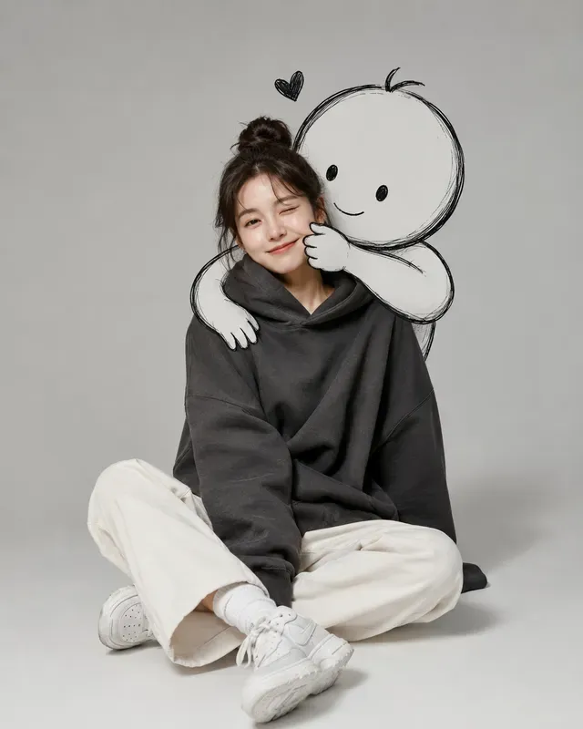 Minimalist Doodle Hug Portraits
