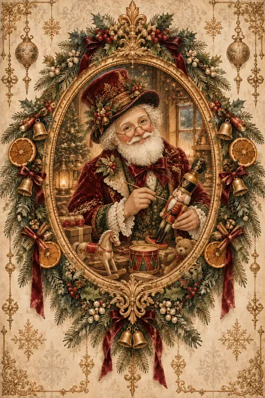 Antique Gold Frame Christmas Art