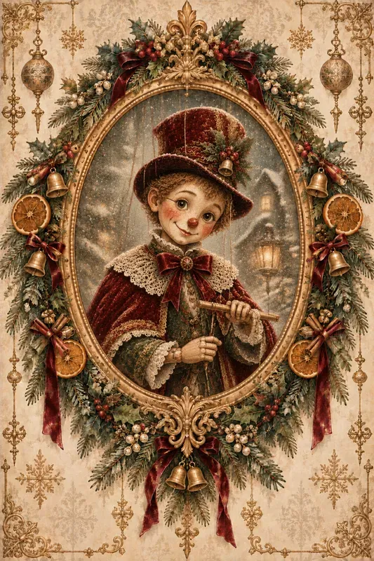 Antique Gold Frame Christmas Art