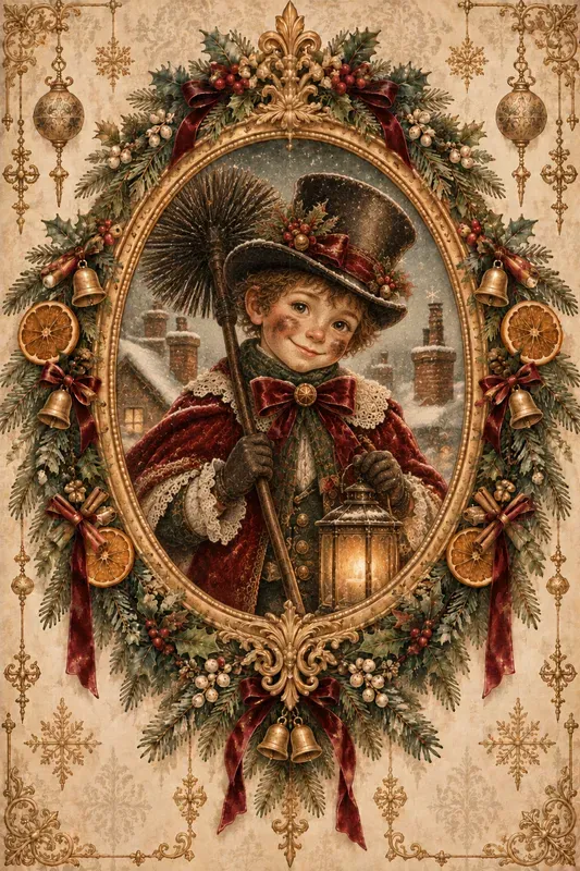 Antique Gold Frame Christmas Art