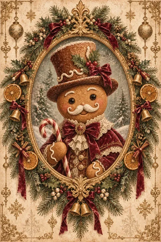 Antique Gold Frame Christmas Art