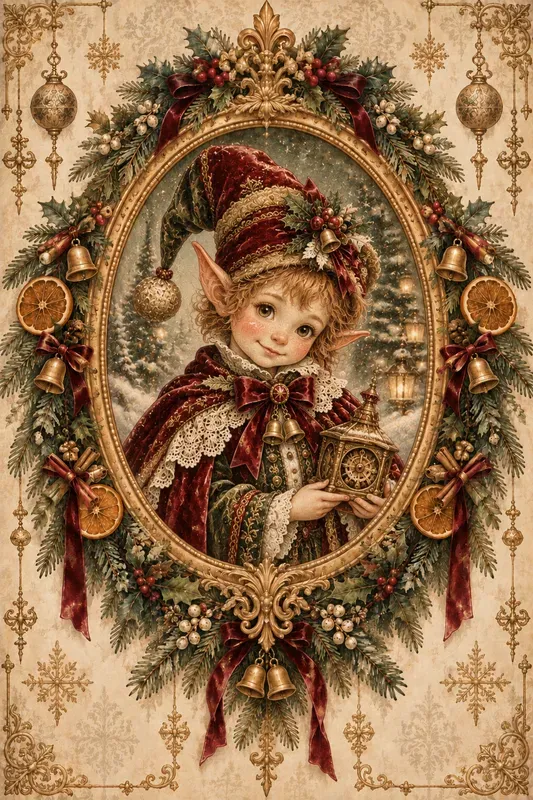 Antique Gold Frame Christmas Art