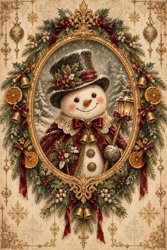 Antique Gold Frame Christmas Art