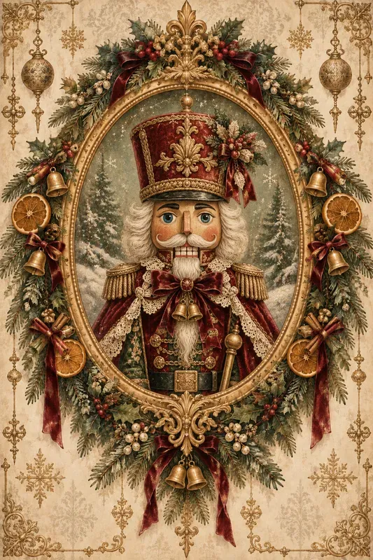 Antique Gold Frame Christmas Art