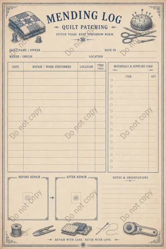 Mending Log Junk Journal Pages