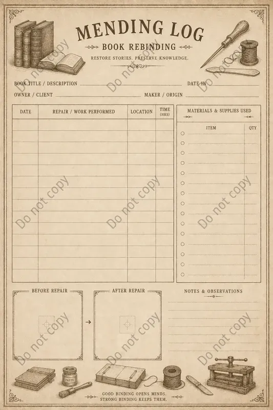 Mending Log Junk Journal Pages