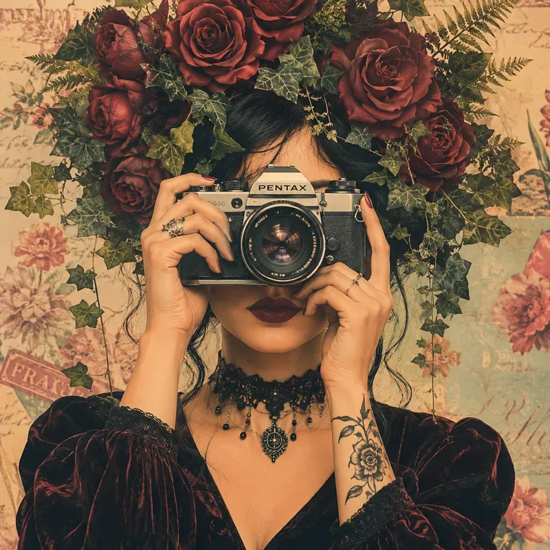 Vintage Floral Camera Portraits