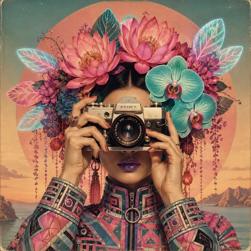 Vintage Floral Camera Portraits