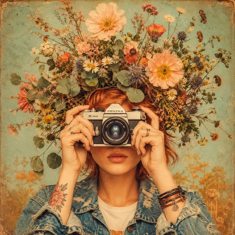 Vintage Floral Camera Portraits
