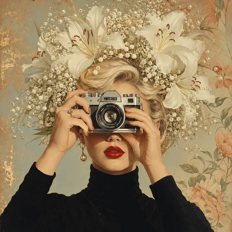 Vintage Floral Camera Portraits