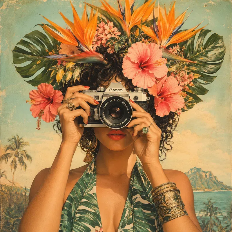 Vintage Floral Camera Portraits