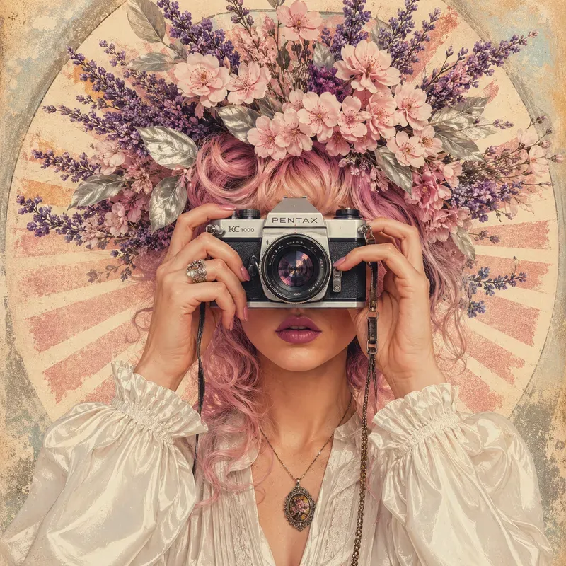Vintage Floral Camera Portraits