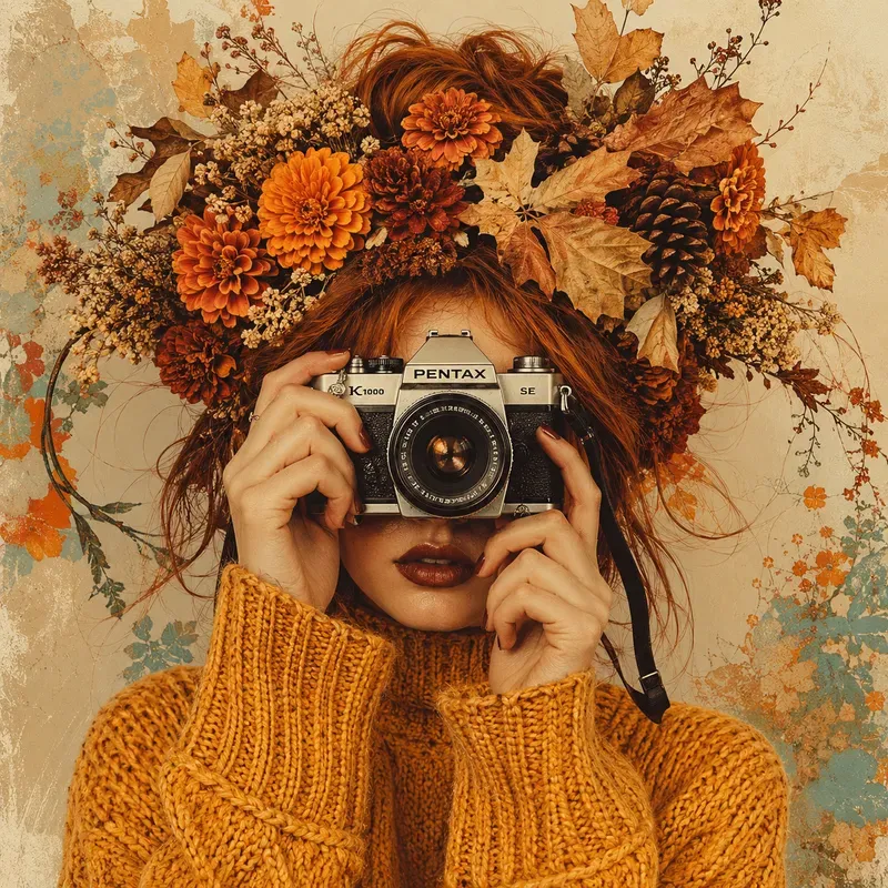 Vintage Floral Camera Portraits