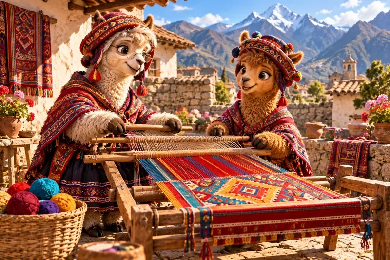 Whimsical Alpaca Life In Peru