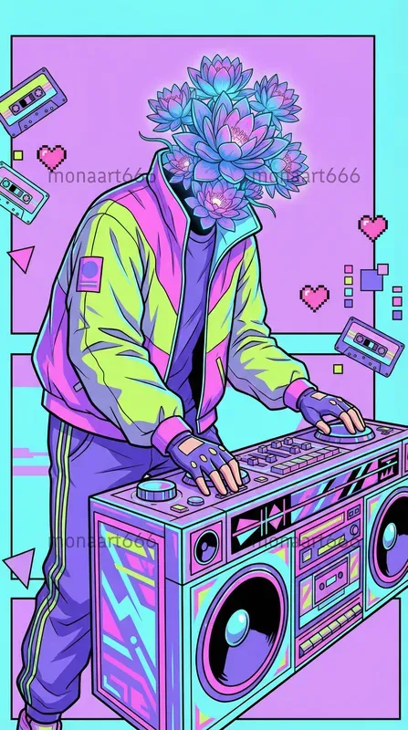Neon Nostalgia Pop Art