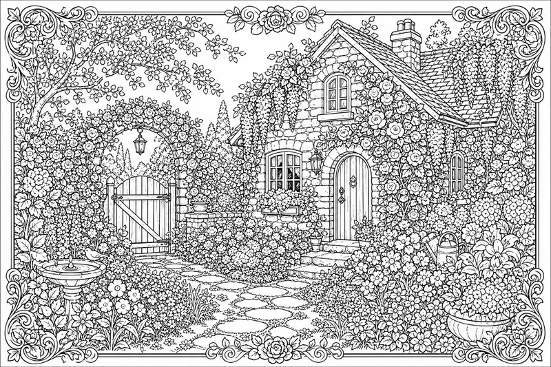 Cozy Coloring Book Page Generator