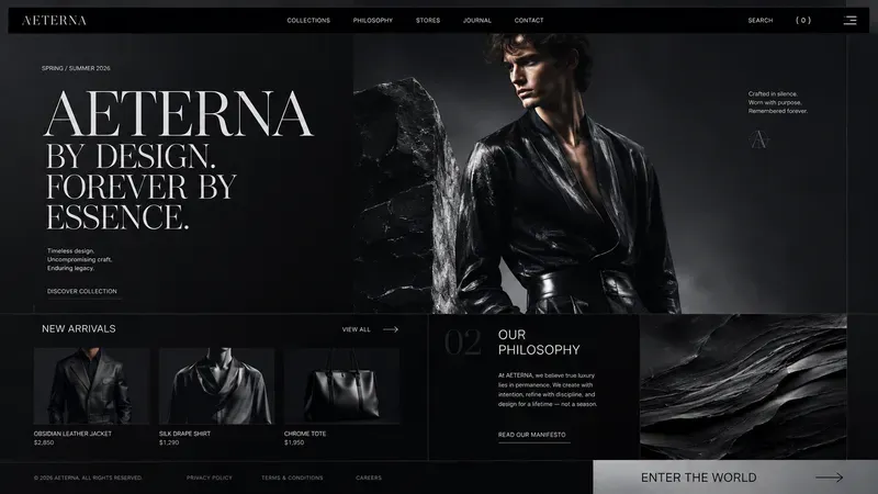 Luxury Brutalist Fashion Landing Page UIs