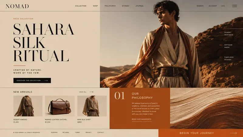 Luxury Brutalist Fashion Landing Page UIs