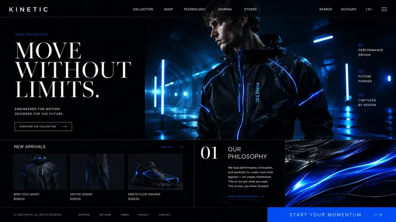 Luxury Brutalist Fashion Landing Page UIs