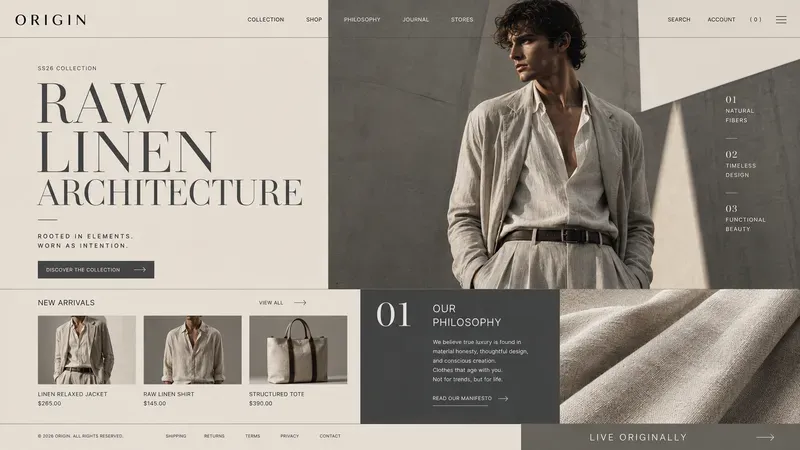Luxury Brutalist Fashion Landing Page UIs