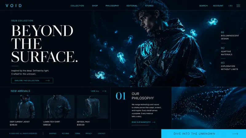 Luxury Brutalist Fashion Landing Page UIs