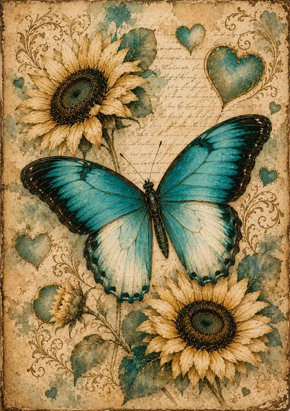 Vintage Butterfly Love Art