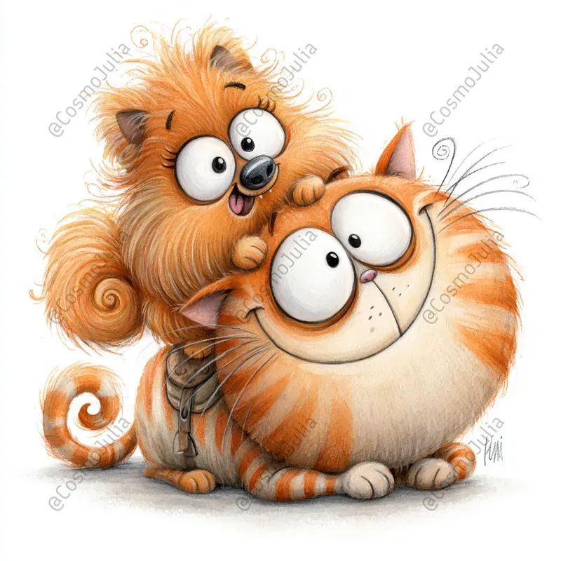 Funny Watercolor Dog And Cat Clipart