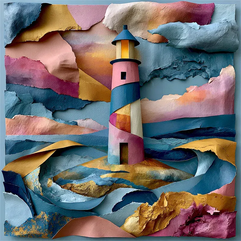 Layered Paper Collage Scenes