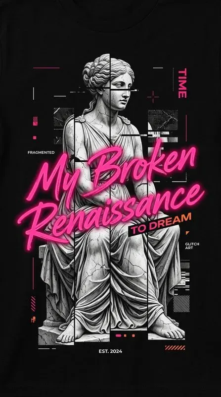 Urban Glitch Statue Streetwear Tshirts