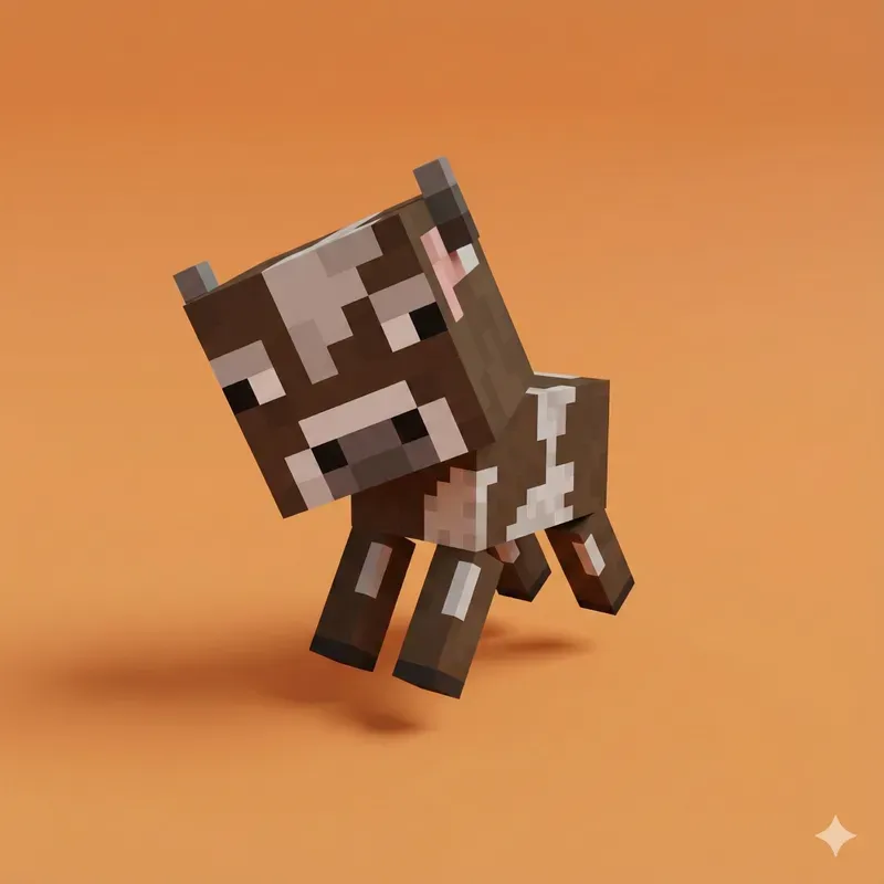 3D Voxel Baby Animals In Minecraft Style