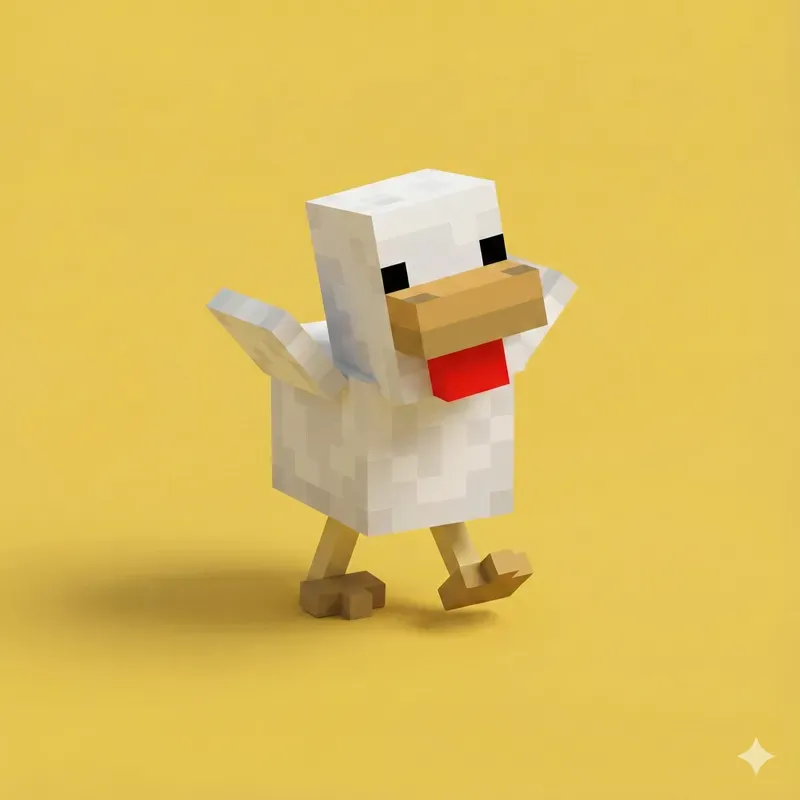 3D Voxel Baby Animals In Minecraft Style