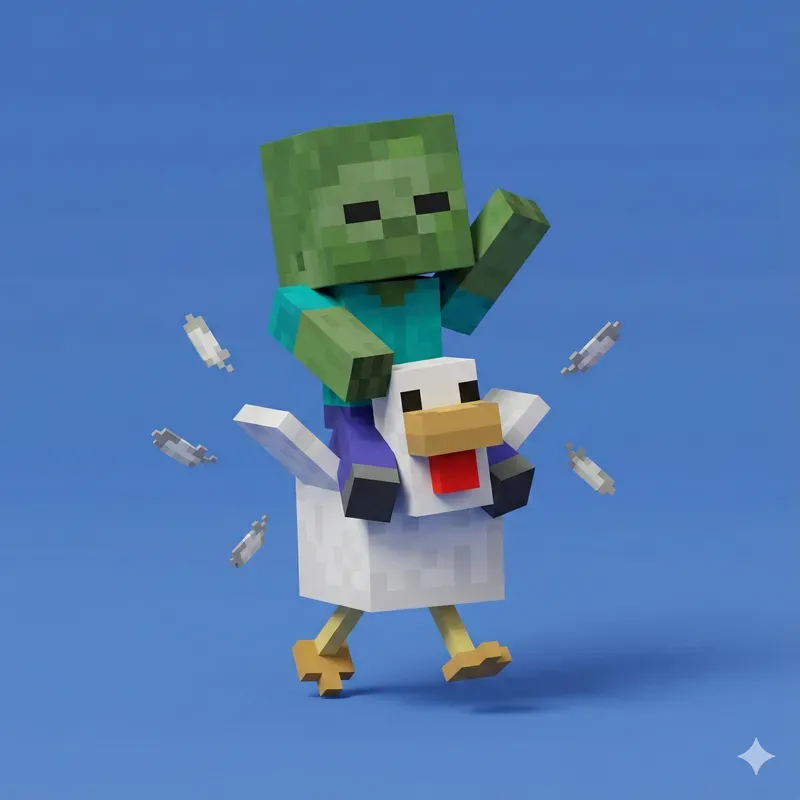 3D Voxel Baby Animals In Minecraft Style