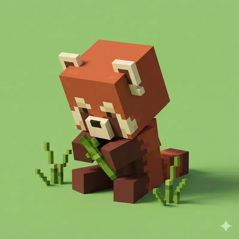 3D Voxel Baby Animals In Minecraft Style