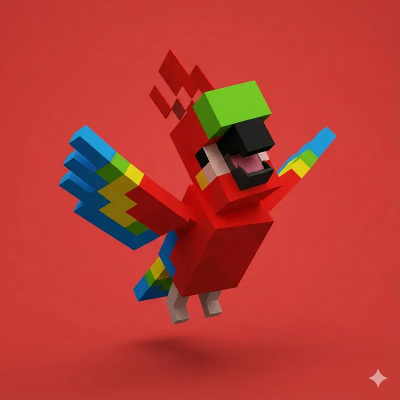 3D Voxel Baby Animals In Minecraft Style